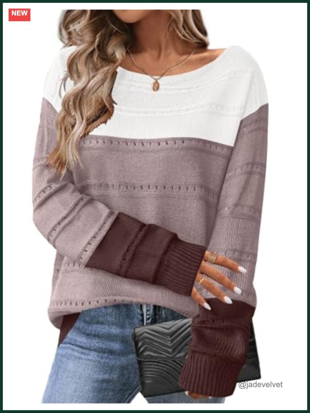 Crochet Knit Pullover Sweater Loose Fit Long Sleeve Boat Neck Off Shoulder